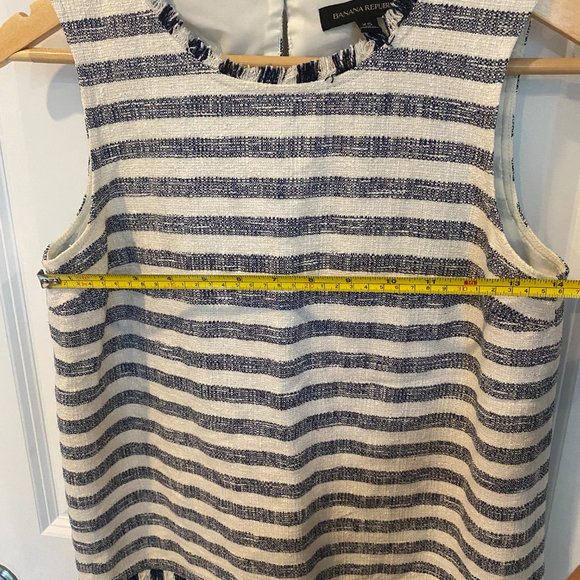 - Banana Republic Tweed Blue & White Striped Top XS - Picture 6 of 7